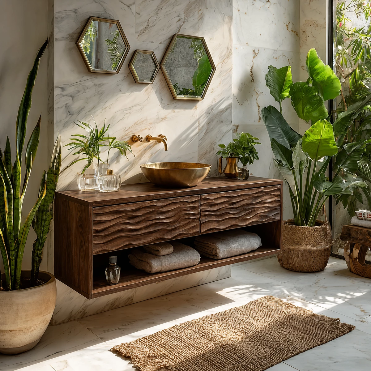 Bathroom Vanity with Sculptural Wave Drawers for Traditional Spaces - Elitegemse - 9