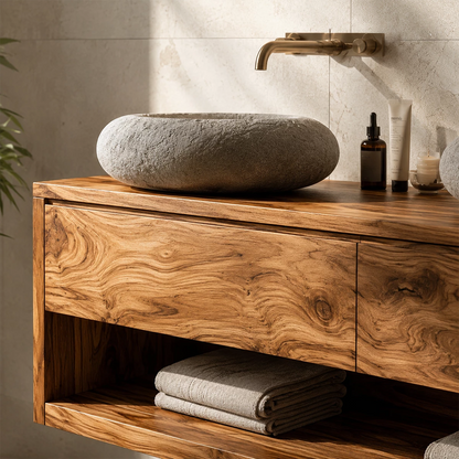 Bathroom Vanity with Two Drawers and Open Shelf Storage Traditional - Elitegemse - 1