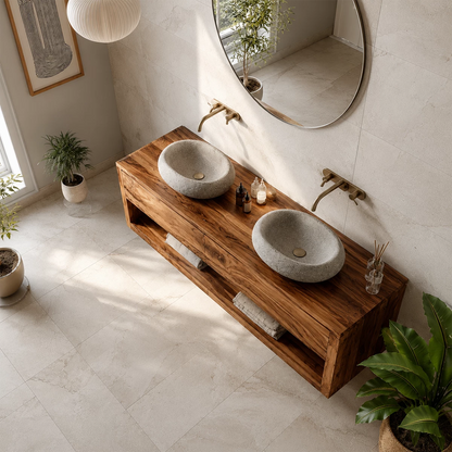 Bathroom Vanity with Two Drawers and Open Shelf Storage Traditional - Elitegemse - 2