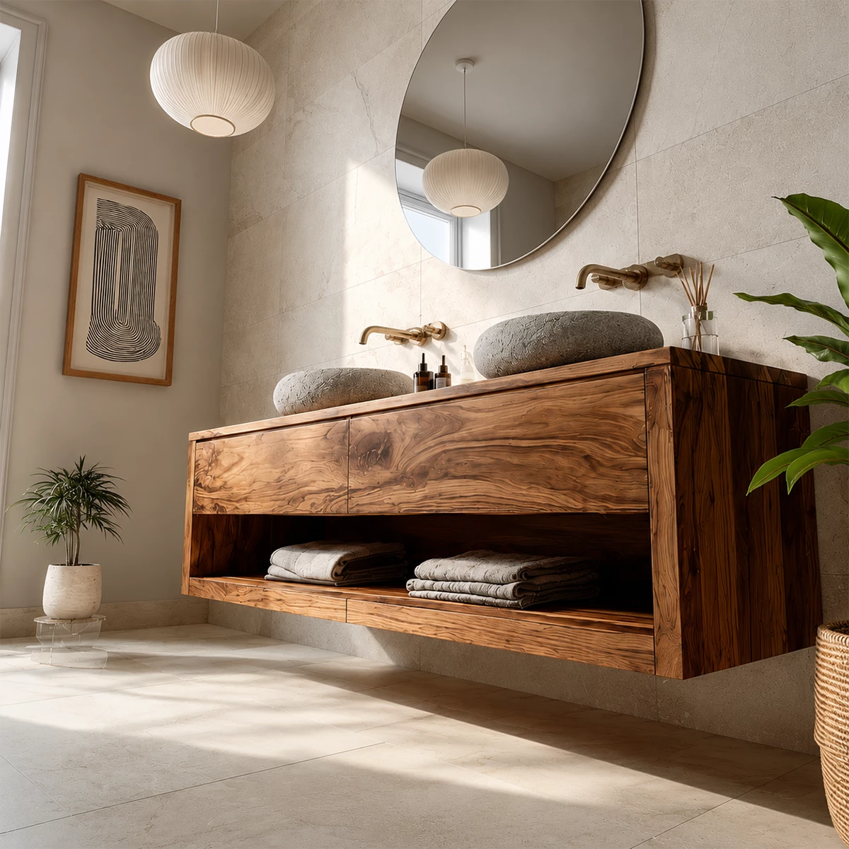 Bathroom Vanity with Two Drawers and Open Shelf Storage Traditional - Elitegemse - 3