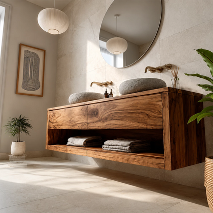 Bathroom Vanity with Two Drawers and Open Shelf Storage Traditional - Elitegemse - 3