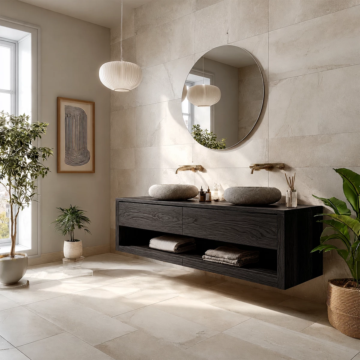 Bathroom Vanity with Two Drawers and Open Shelf Storage Traditional - Elitegemse - 7
