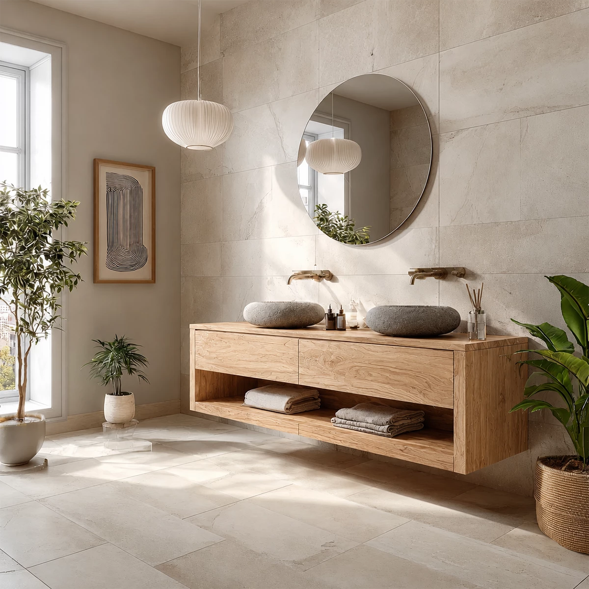 Bathroom Vanity with Two Drawers and Open Shelf Storage Traditional - Elitegemse - 8