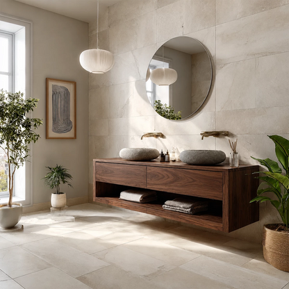 Bathroom Vanity with Two Drawers and Open Shelf Storage Traditional - Elitegemse - 9