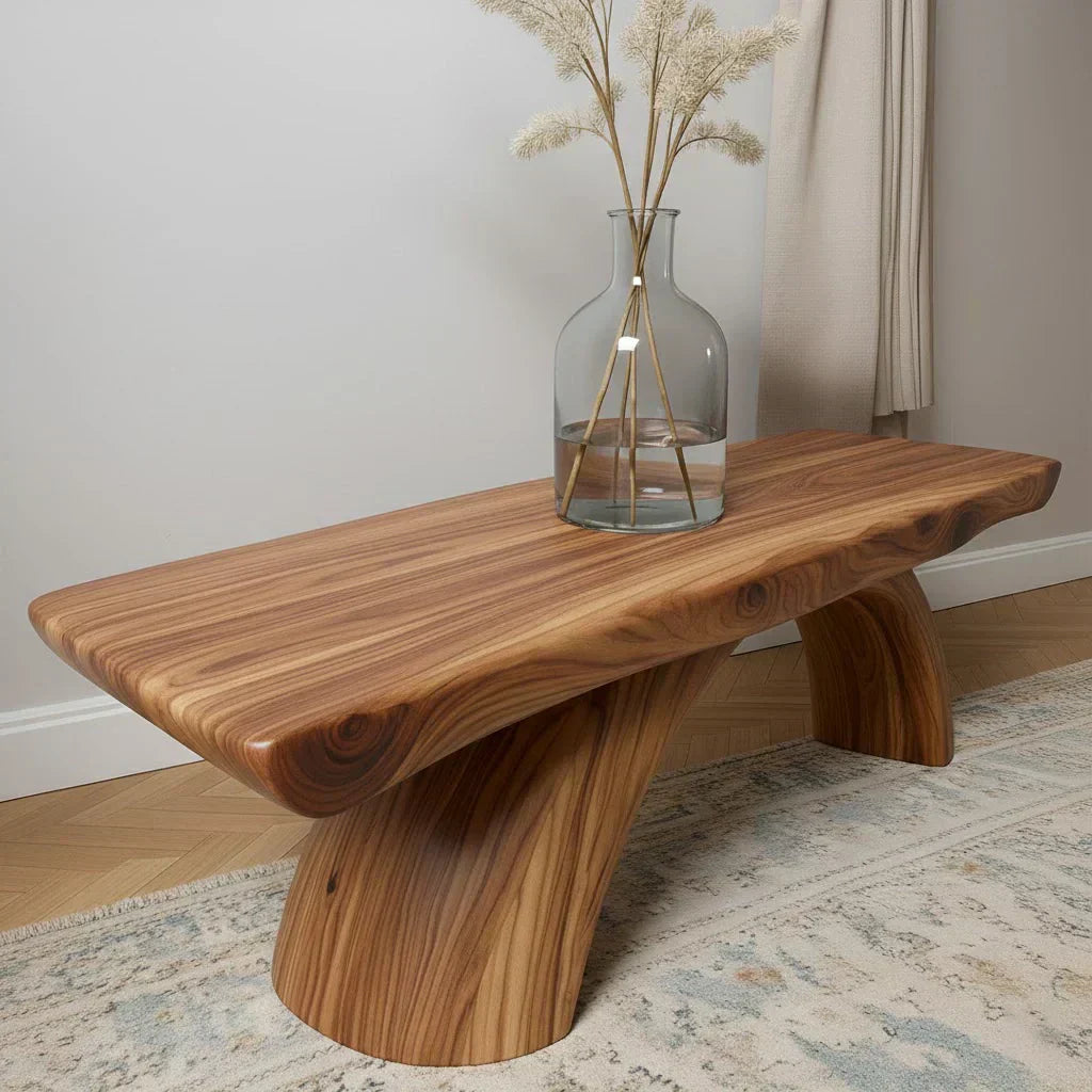 Curved Bench in Natural Solid Wood – Soft Arc Edition - Elitegemse - View 3