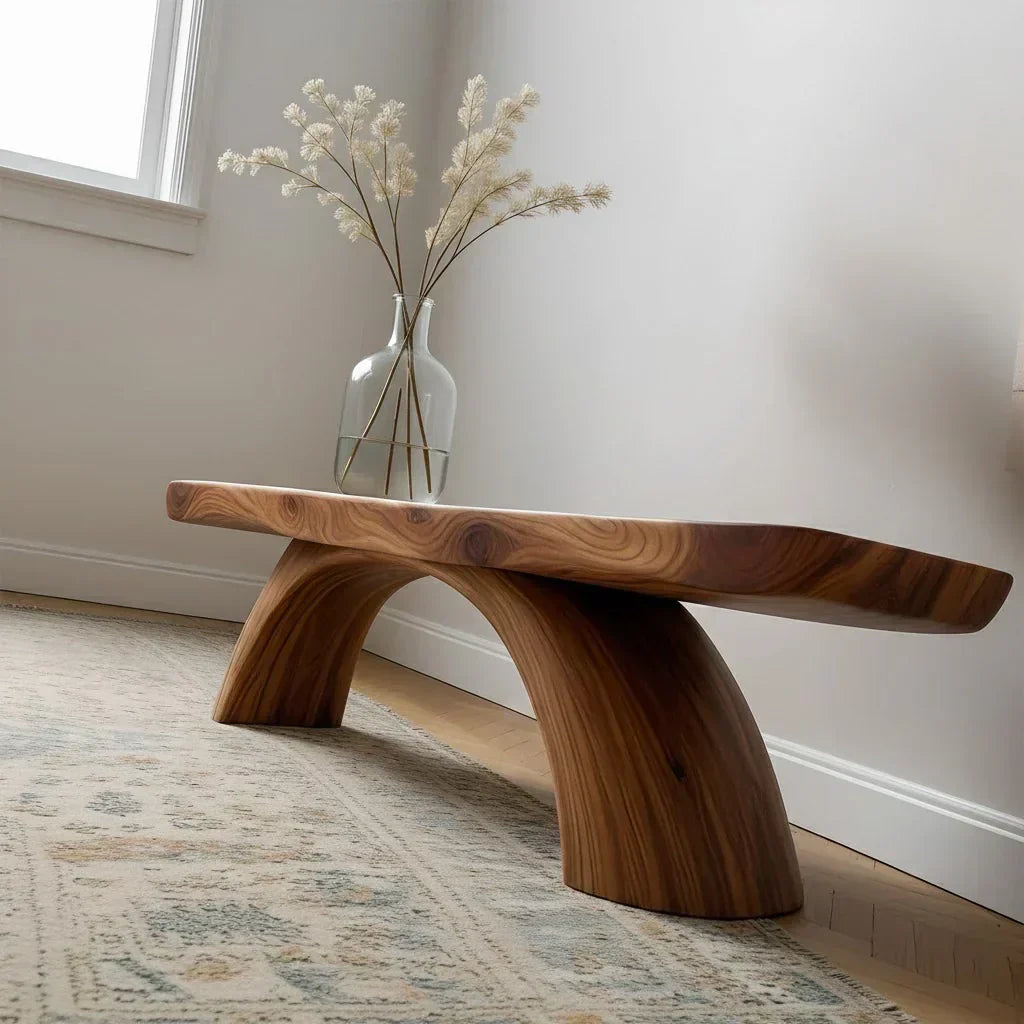 Curved Bench in Natural Solid Wood – Soft Arc Edition - Elitegemse - View 4