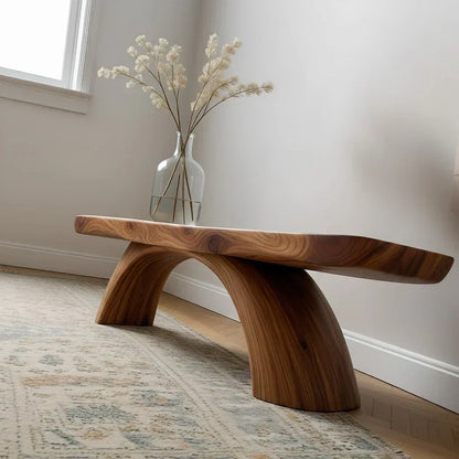 Curved Bench in Natural Solid Wood – Soft Arc Edition - Elitegemse - View 4