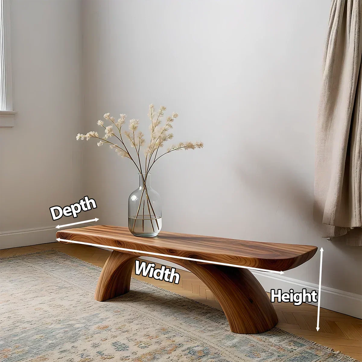 Curved Bench in Natural Solid Wood – Soft Arc Edition - Elitegemse - View 7