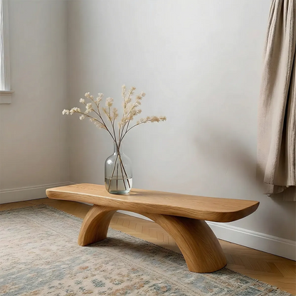 Curved Bench in Natural Solid Wood – Soft Arc Edition - Elitegemse - View 9