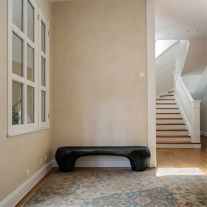 Curved Minimalist Bench in Natural Solid Wood – Soft Arch Form - Elitegemse - View 10