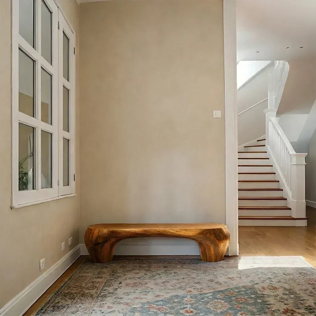 Curved Minimalist Bench in Natural Solid Wood – Soft Arch Form - Elitegemse - View 2