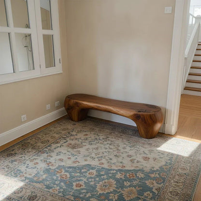 Curved Minimalist Bench in Natural Solid Wood – Soft Arch Form - Elitegemse - View 3