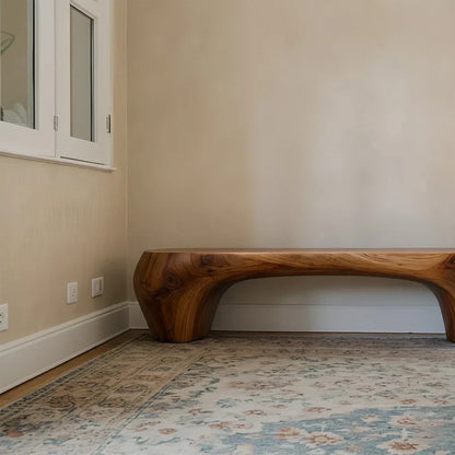 Curved Minimalist Bench in Natural Solid Wood – Soft Arch Form - Elitegemse - View 5