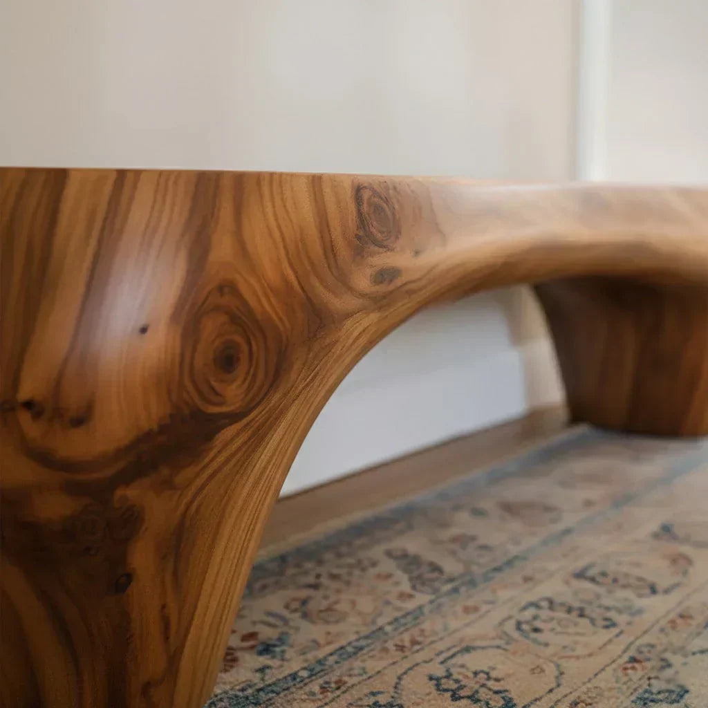 Curved Minimalist Bench in Natural Solid Wood – Soft Arch Form - Elitegemse - View 6