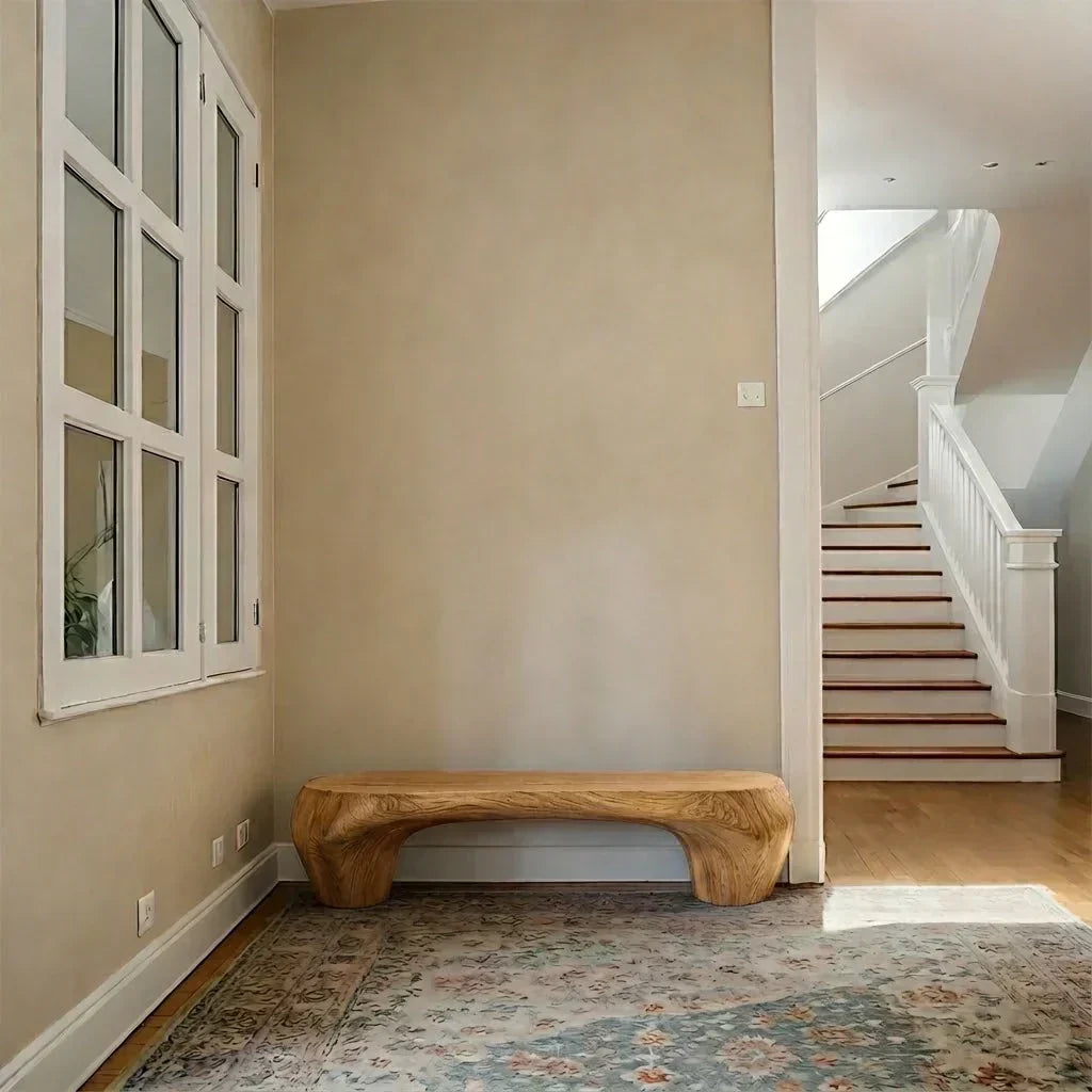 Curved Minimalist Bench in Natural Solid Wood – Soft Arch Form - Elitegemse - View 9