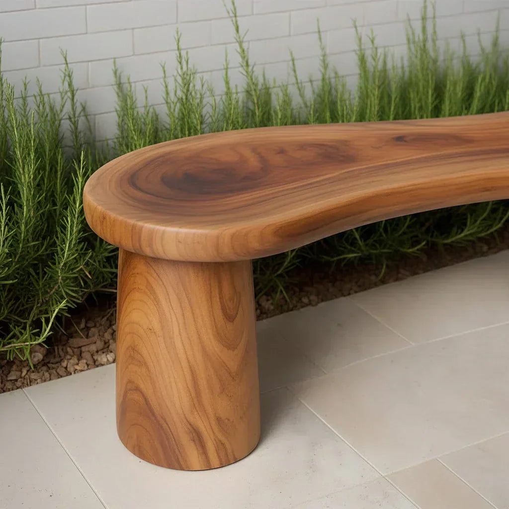 Curved Sculptural Solid Wood Bench – Soft Flow Form - Elitegemse - View 4