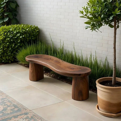 Curved Sculptural Solid Wood Bench – Soft Flow Form - Elitegemse - View 6