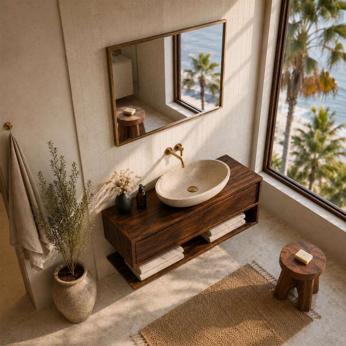 Floating Bathroom Vanity with Two Drawers and Open Shelf Storage Cabinet - Elitegemse - 2