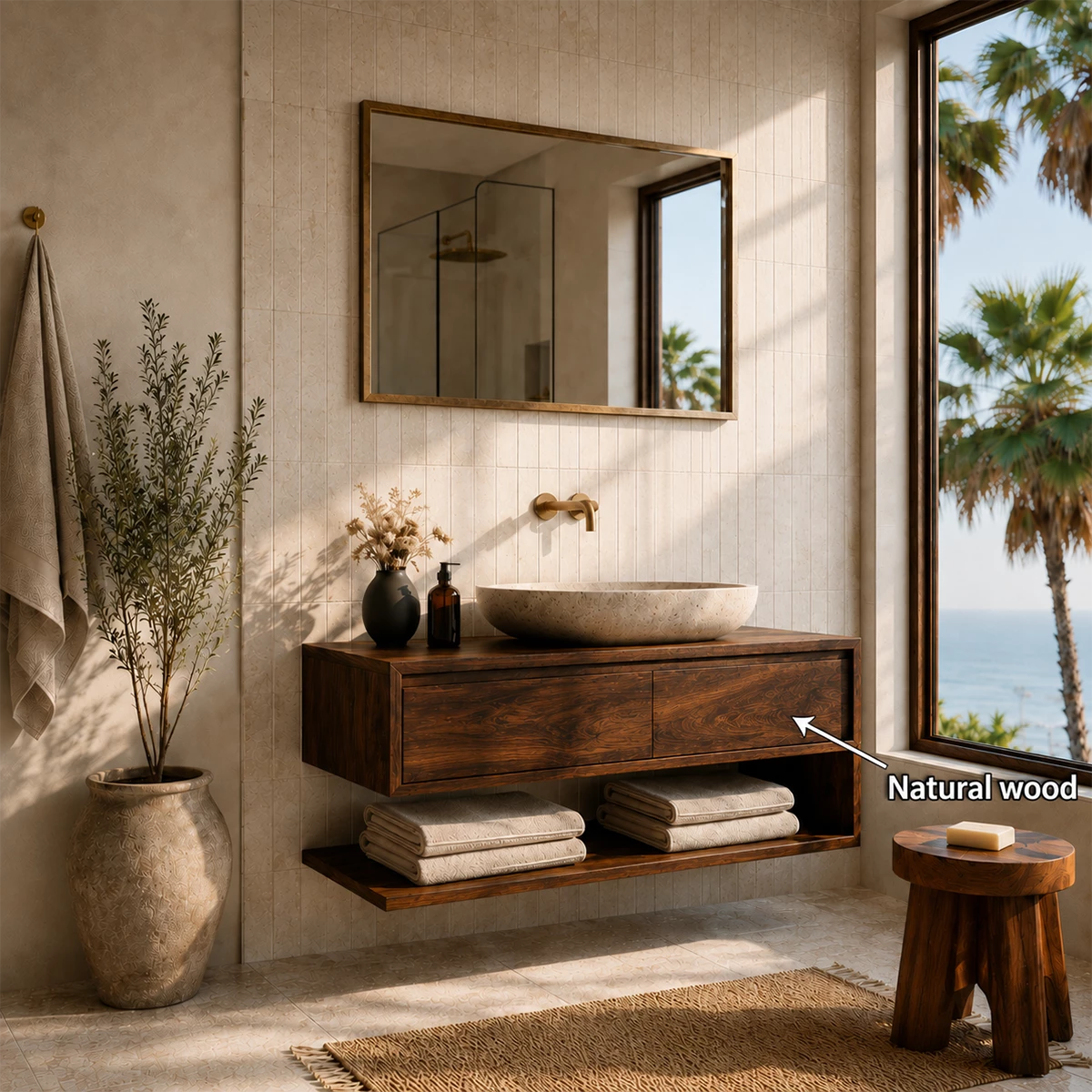 Floating Bathroom Vanity with Two Drawers and Open Shelf Storage Cabinet - Elitegemse - 6