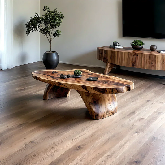 Handcrafted Live Edge Natural Solid Wood Coffee Table - Elitegemse