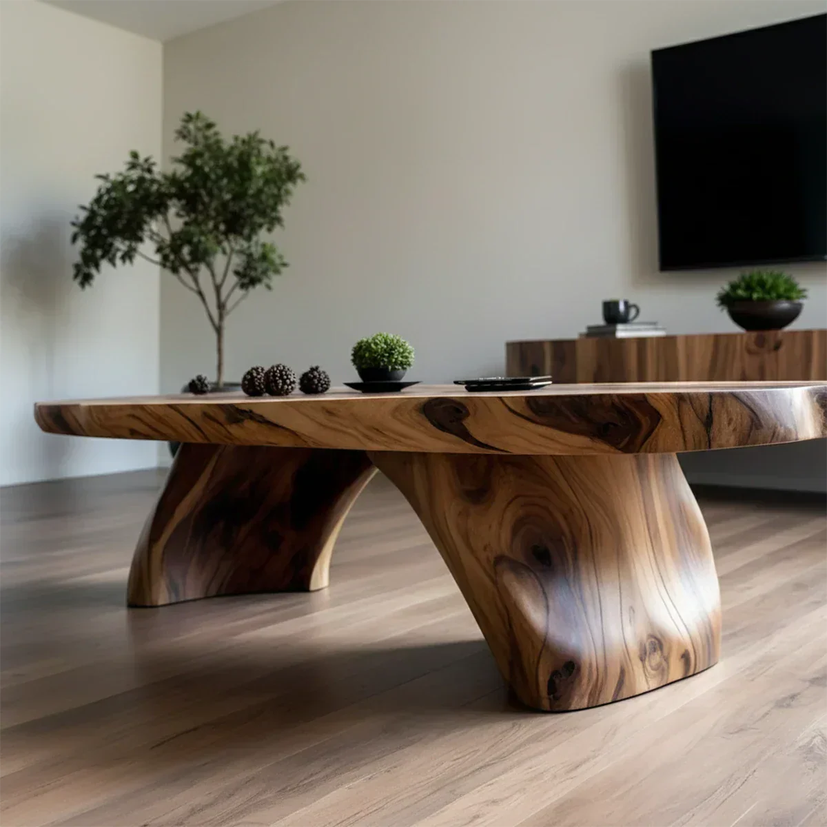 Handcrafted Live Edge Natural Solid Wood Coffee Table - Elitegemse - View 2