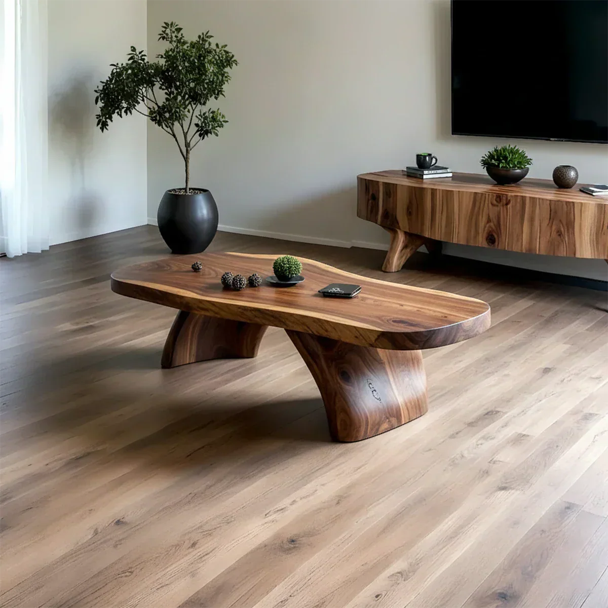 Handcrafted Live Edge Natural Solid Wood Coffee Table - Elitegemse - View 5