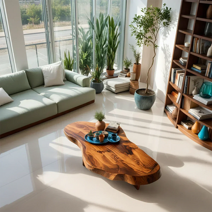 Handcrafted Live Edge Natural Solid Wood Coffee Table - Elitegemse - View 2