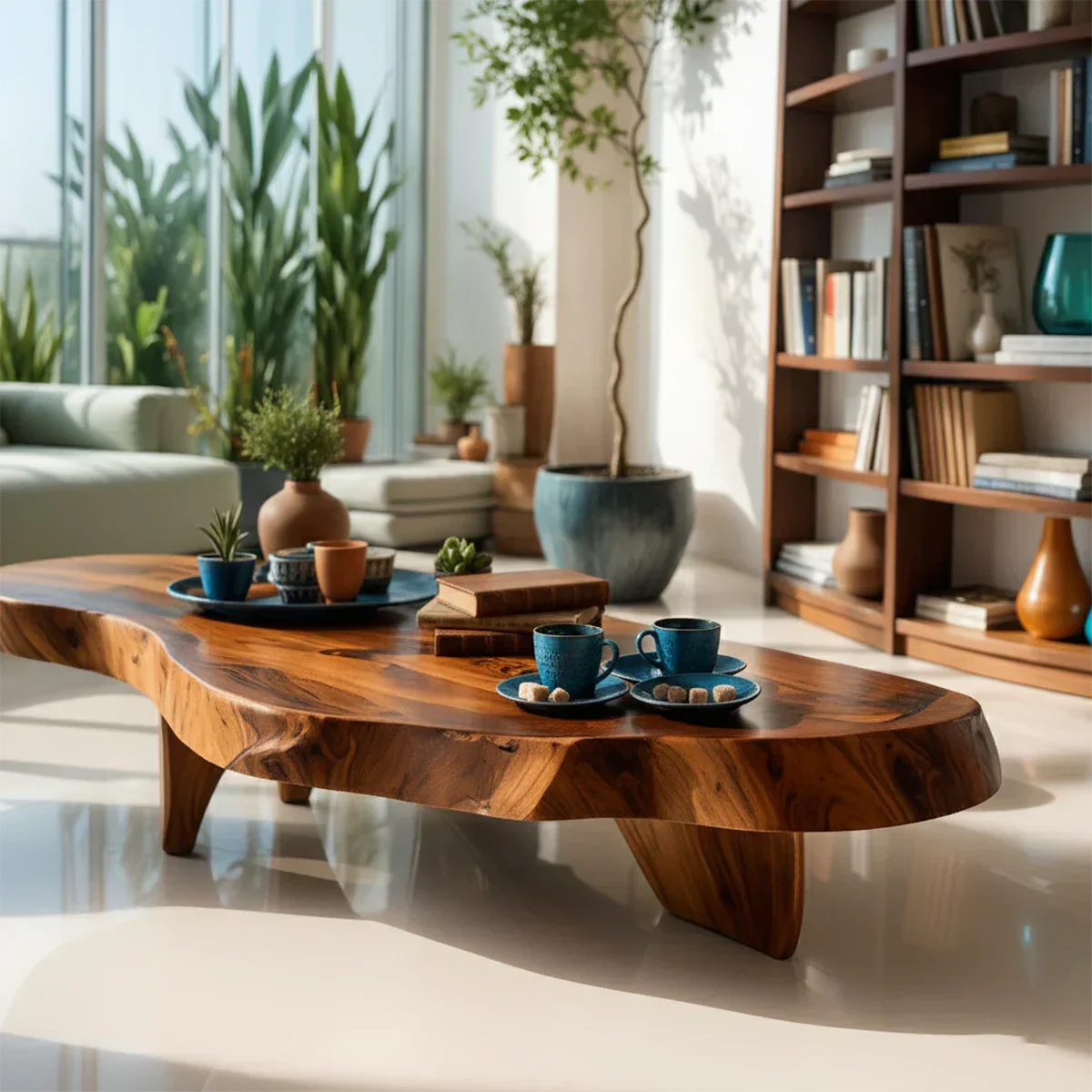 Handcrafted Live Edge Natural Solid Wood Coffee Table - Elitegemse - View 3