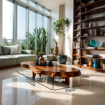 Handcrafted Live Edge Natural Solid Wood Coffee Table - Elitegemse - View 4
