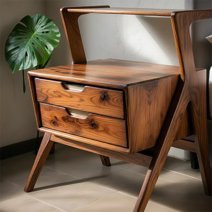 Handcrafted Natural Solid Wood Sculptural Nightstand - Elitegemse - View 3