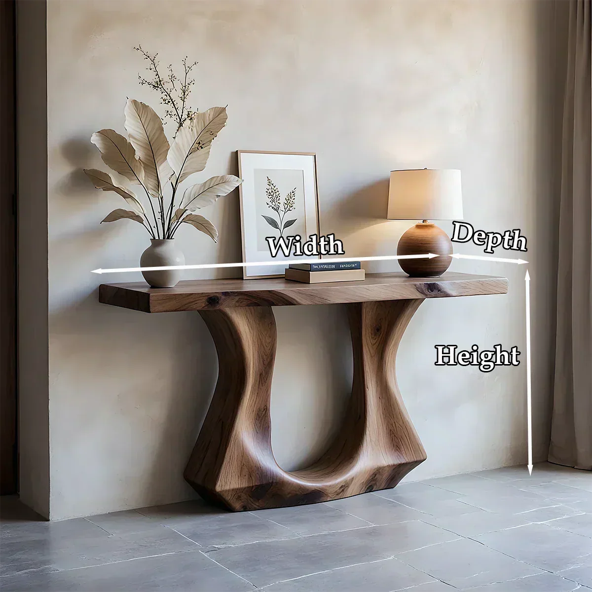 Handcrafted Solid Wood Console Table with Sculptural Twin-Base Design - Elitegemse - View 7