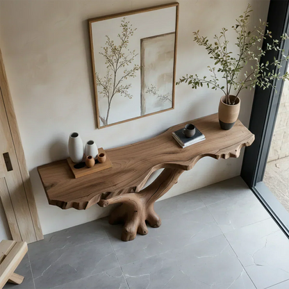 Handcrafted Solid Wood Branch-Form Rustic Console Table - Elitegemse - View 3