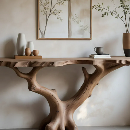 Handcrafted Solid Wood Branch-Form Rustic Console Table - Elitegemse - View 4