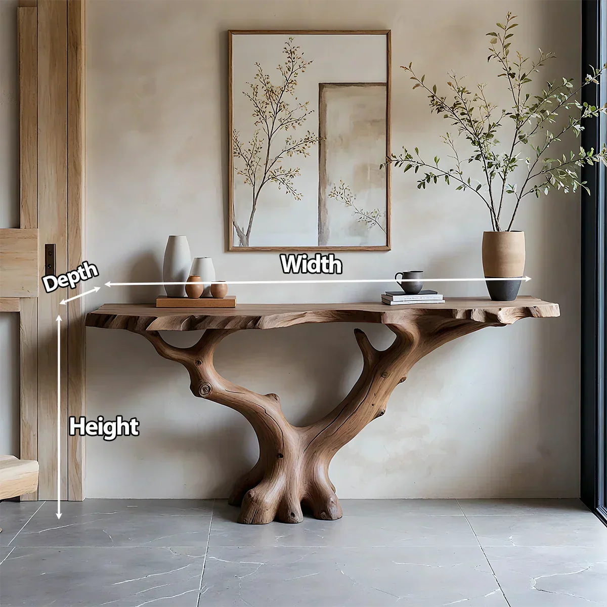 Handcrafted Solid Wood Branch-Form Rustic Console Table - Elitegemse - View 6