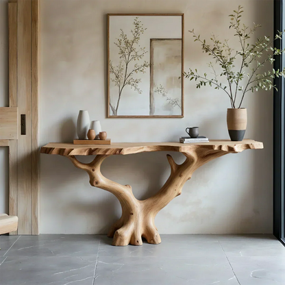Handcrafted Solid Wood Branch-Form Rustic Console Table - Elitegemse - View 8