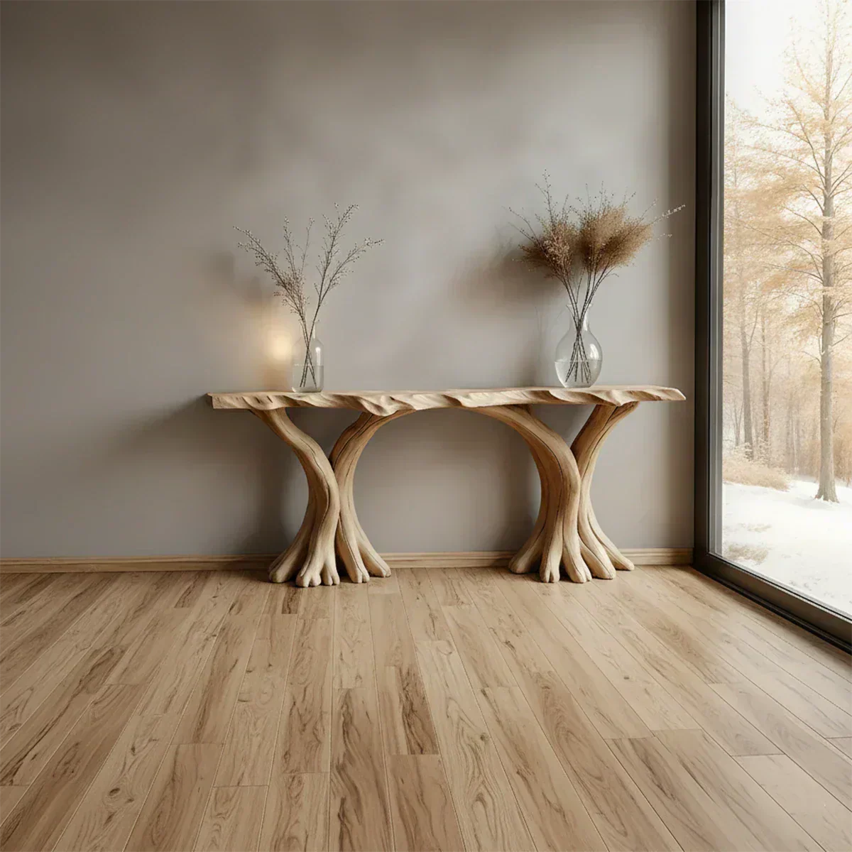 Handcrafted Solid Wood Triple-Root Sculptural Console Table - Elitegemse - View 2