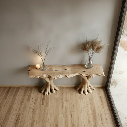 Handcrafted Solid Wood Triple-Root Sculptural Console Table - Elitegemse - View 3