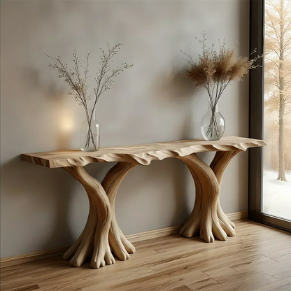 Handcrafted Solid Wood Triple-Root Sculptural Console Table - Elitegemse - View 4