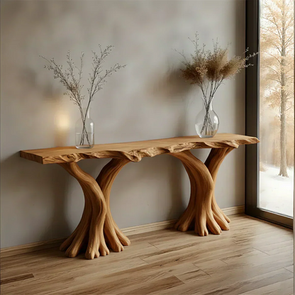 Handcrafted Solid Wood Triple-Root Sculptural Console Table - Elitegemse - View 7