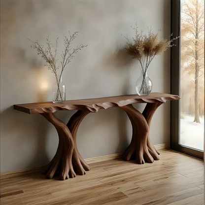 Handcrafted Solid Wood Triple-Root Sculptural Console Table - Elitegemse - View 8