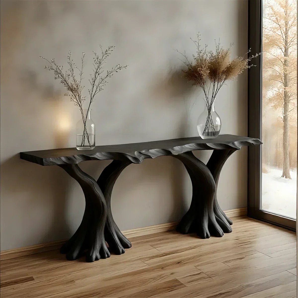 Handcrafted Solid Wood Triple-Root Sculptural Console Table - Elitegemse - View 9