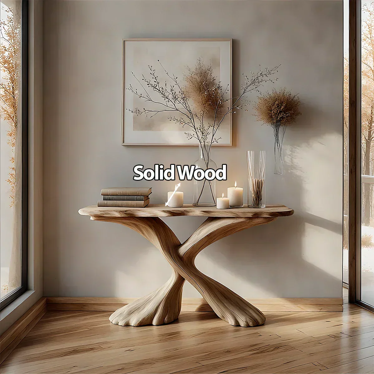 Handcrafted Solid Wood Twisted Sculptural Console – Japandi Art Form - Elitegemse - View 5