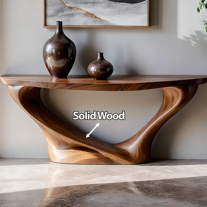 Harmony Arc Walnut Finish Console Table – Handcrafted Elegance - Elitegemse - View 4