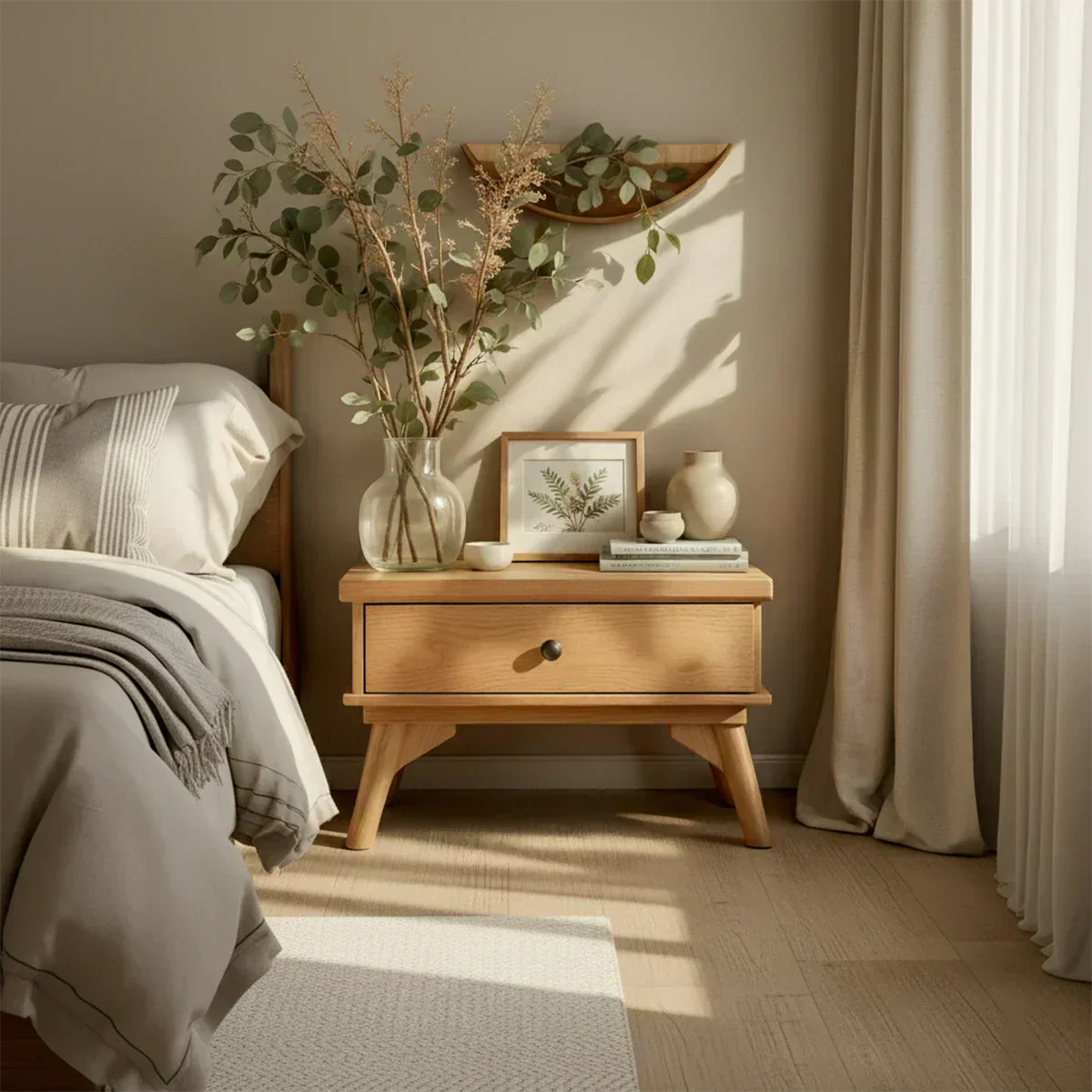 Lightwood Japandi Single-Drawer Nightstand - Elitegemse - View 2