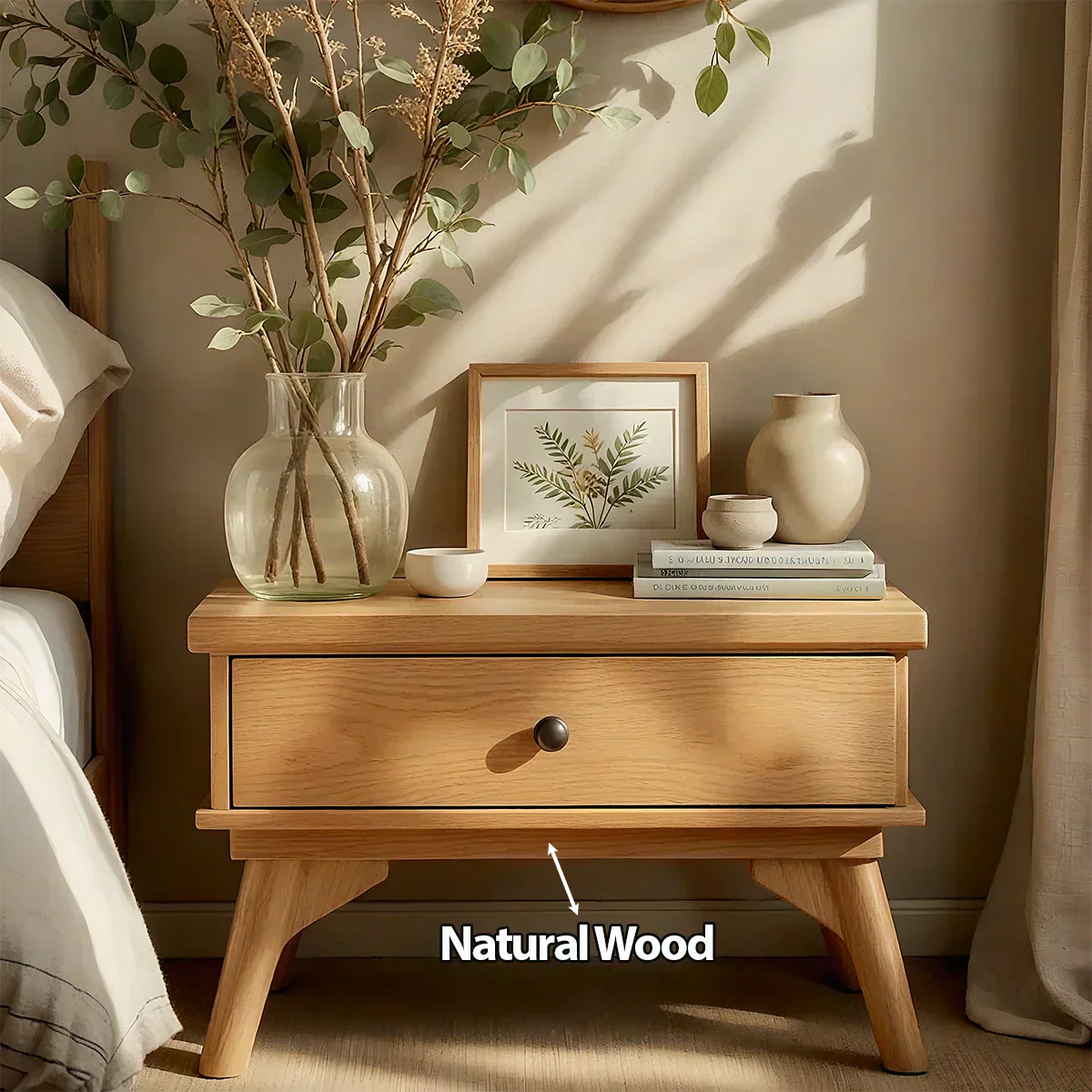 Lightwood Japandi Single-Drawer Nightstand - Elitegemse - View 5