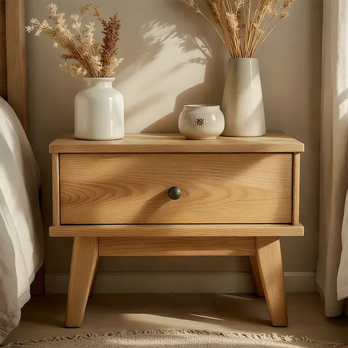 Lightwood Single-Drawer Nightstand – Scandinavian Minimalist Design - Elitegemse