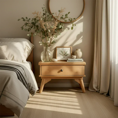 Lightwood Single-Drawer Nightstand – Scandinavian Minimalist Design - Elitegemse - View 2