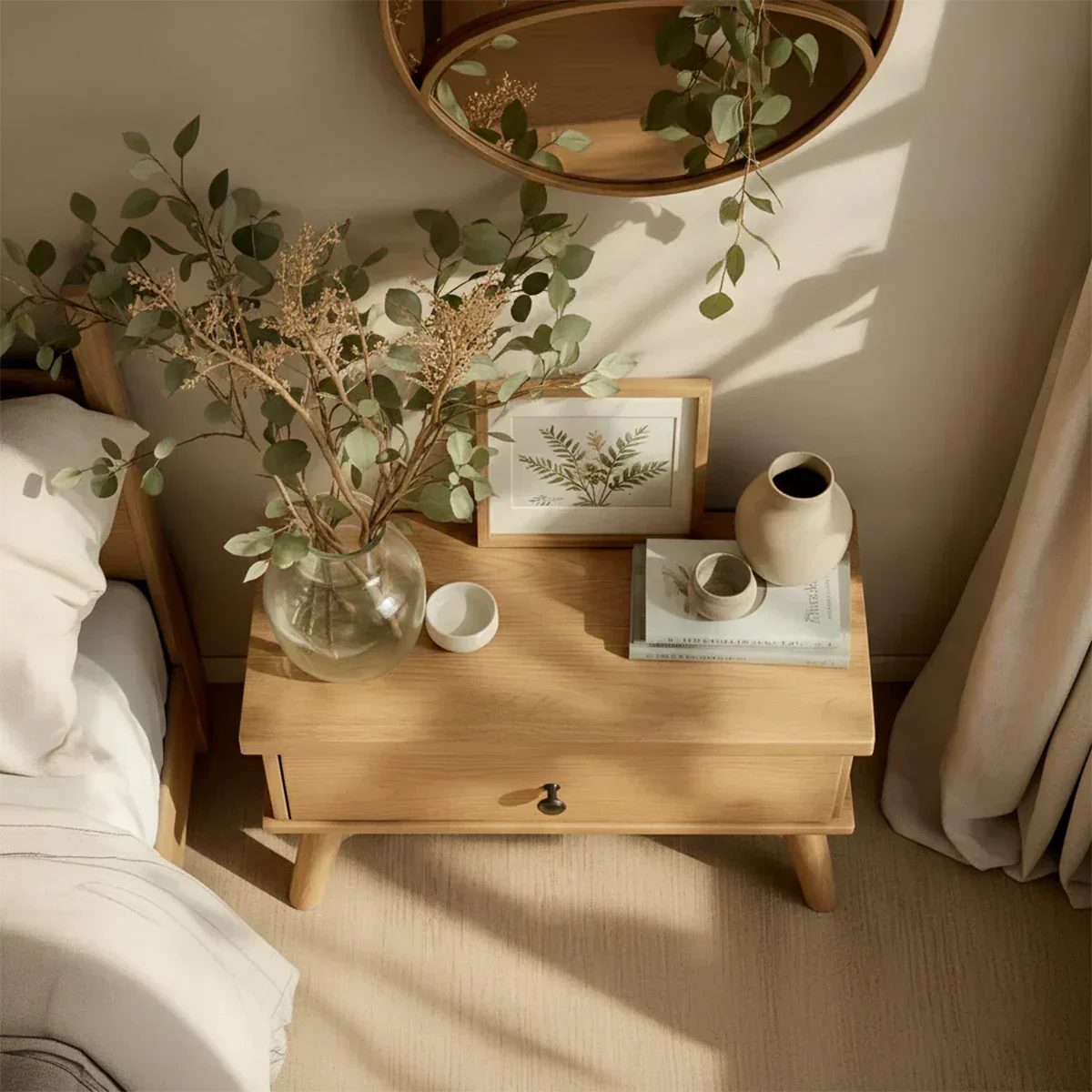 Lightwood Single-Drawer Nightstand – Scandinavian Minimalist Design - Elitegemse - View 3