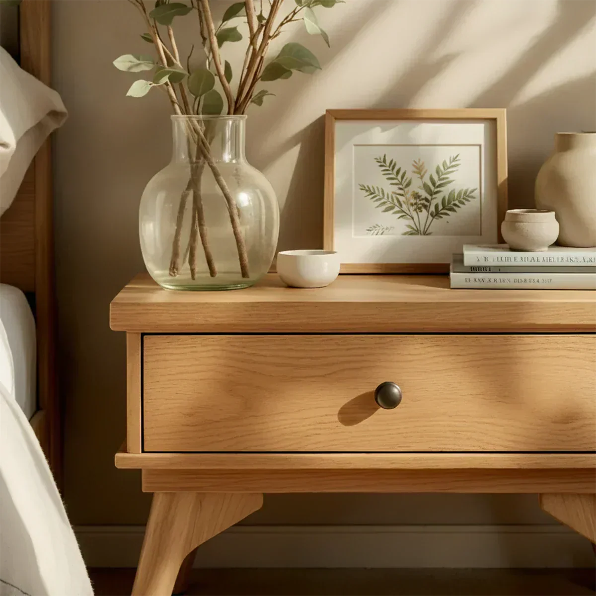 Lightwood Single-Drawer Nightstand – Scandinavian Minimalist Design - Elitegemse - View 4