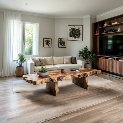 Live-Edge Natural Solid Wood Coffee Table – Handcrafted Slab Design - Elitegemse - View 2